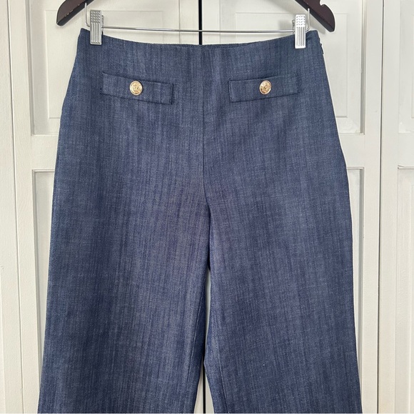 LOFT Button Trim Wide Leg trousers in Refined Denim 4P - Picture 3 of 15